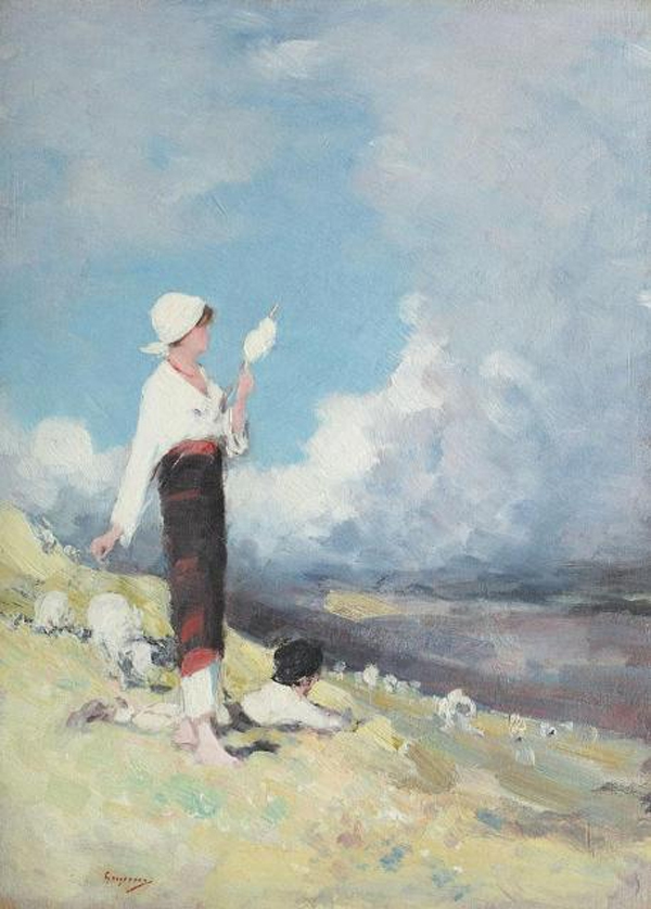 Nicolae-Grigorescu,-Tarancuta-cu-turma-de-oi,-pe-Valea-Muscelului