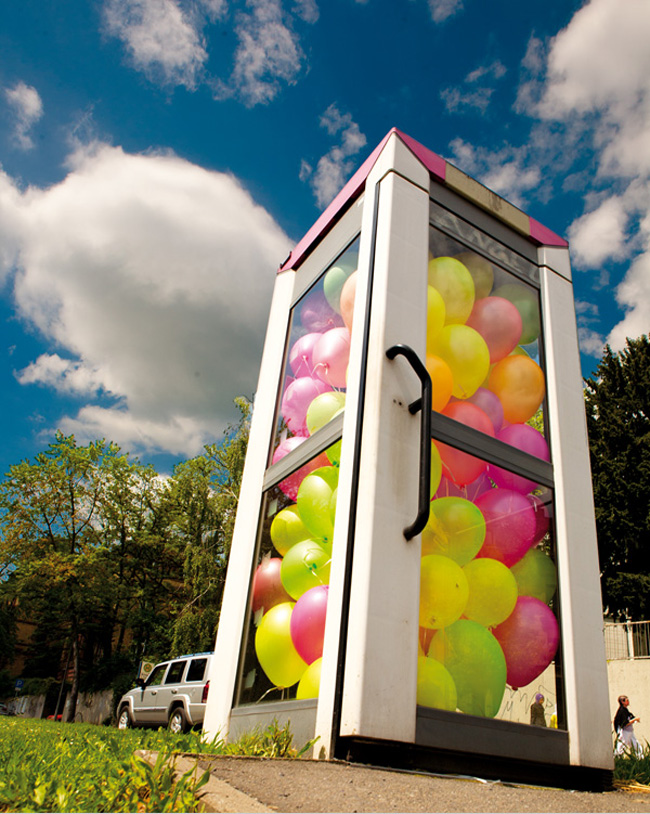 Balloon Filled Phone Booths