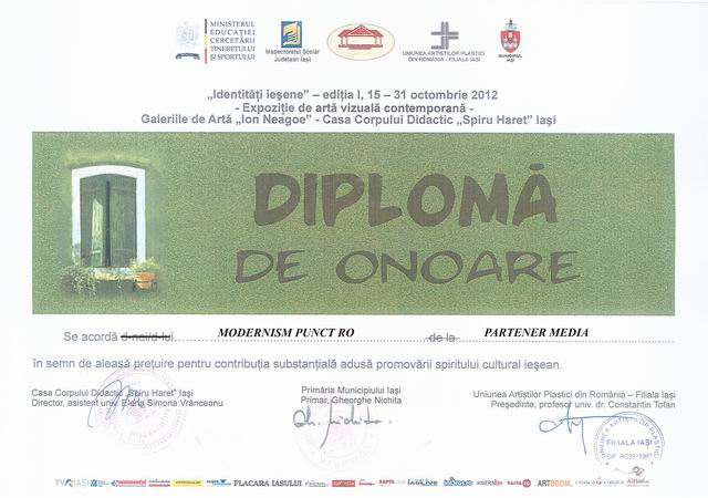 Diploma de onoare @ Expozitia “Identitati iesene”, editia I