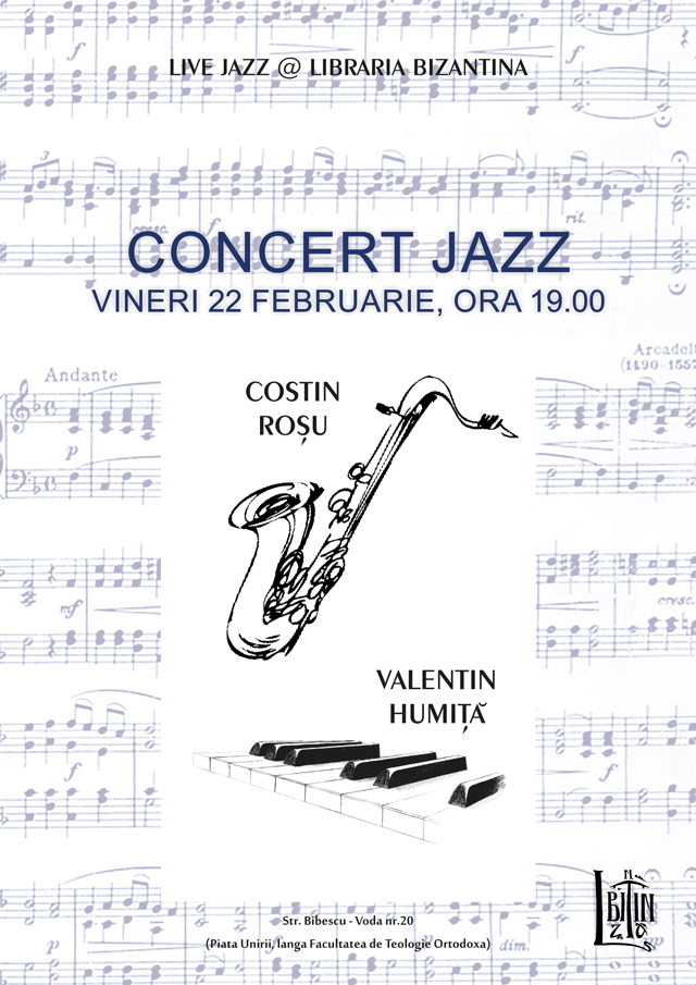LIVE JAZZ cu Valentin Humita (pian) si  Costin Rosu (saxofon) @ Libraria Bizantina Bucuresti