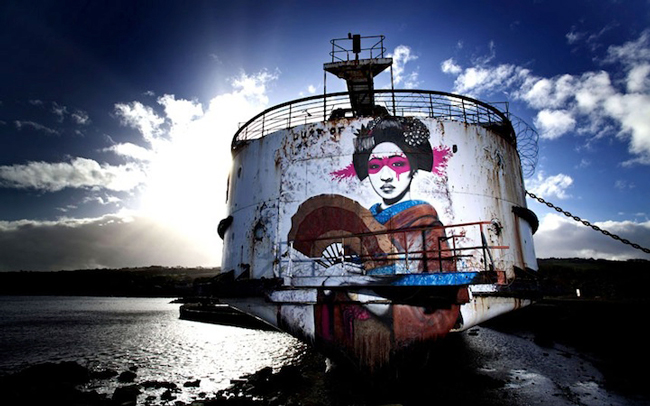 Enormous Abandoned Ship Transformed into a Graffiti Gallery