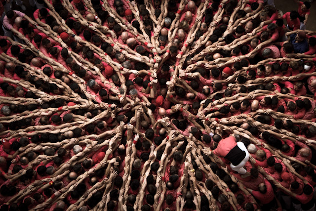 Human Tower Competition in Tarragona, Spain