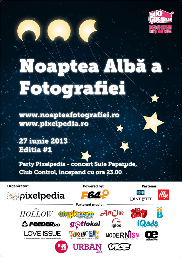 Prima ediție a Nopții Albe a Fotografiei are loc la București, organizată de Pixelpedia cu susținerea F64