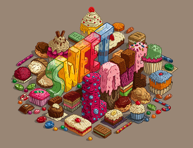 Whimsical Food Lettering Illustrations by Jorge Tabanera