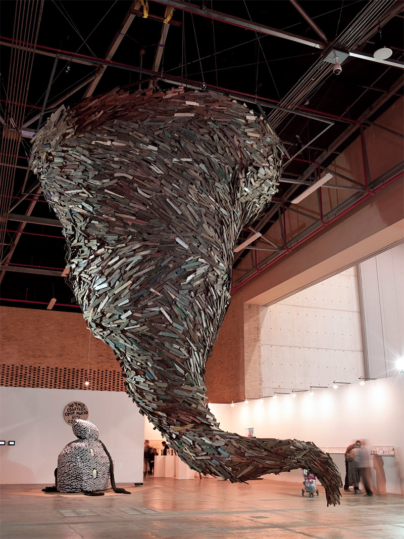 Torando of scrap wood in Bogota