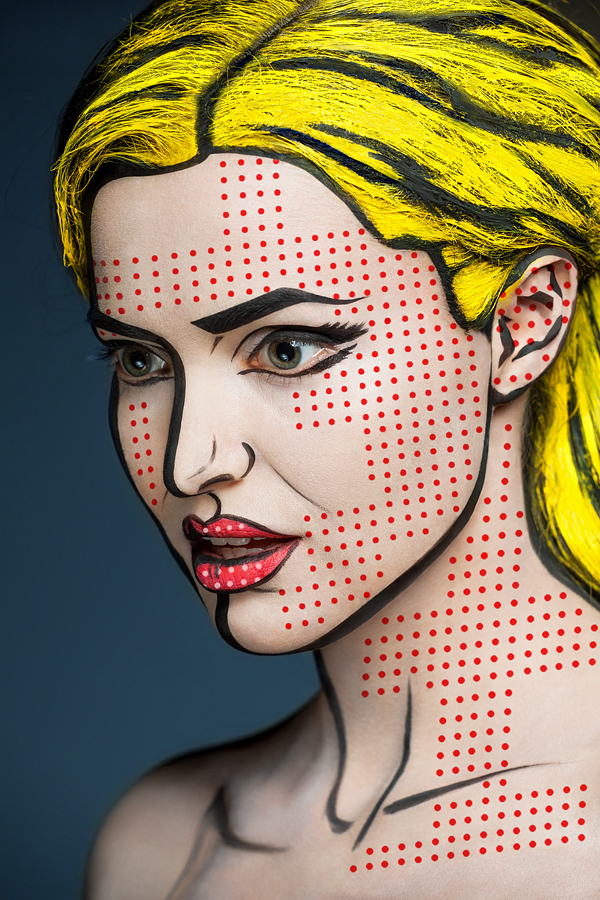 2D or Not 2D, Photos of Faces Painted With Colorful Designs That Look 2-Dimensional