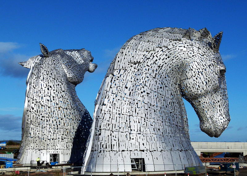 Giant Horse Head Sculptures Tower in Scotland Modernism