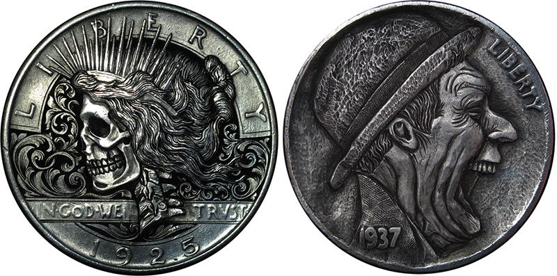 Bas-Relief ‘Hobo Nickel’ Sculptures Carved into Coins by Paolo Curcio