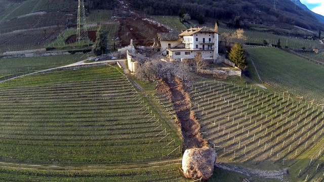 Gigantic Dislodged Boulders Roll Down Mountain Destroying Family Vineyard in Northern Italy