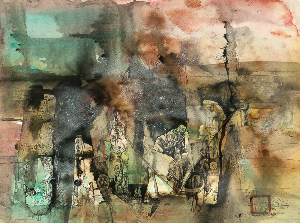 Delamare Atanasiu Ioan Nocturna tehnica mixta 42x50