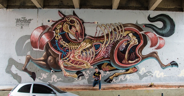 ‘Horsepower’, A Giant Mural of a Dissected Horse by Nychos