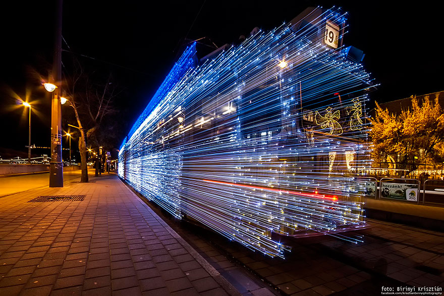 30,000 LED Lights Make The Trams In Budapest Look Like Time Machines