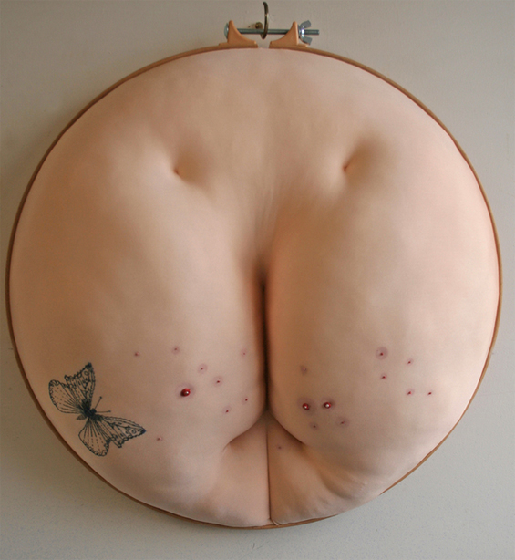 Sally Hewett Fills Embroidery Hoops with Butts, Breasts, and More