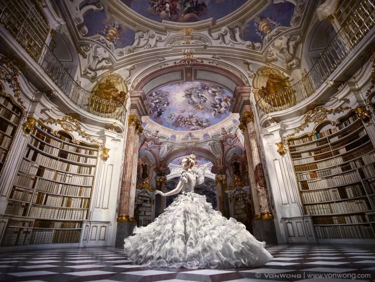 Photographer Benjamin Von Wong Shoots a Fairy Tale Fashion Shoot at the 18th Century Admont Abbey Library in Austria