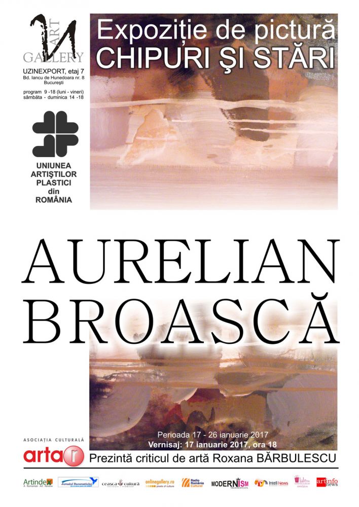 Aurelian Broască, expoziție de pictură „Chipuri și stări” @ “U” Art Gallery, București