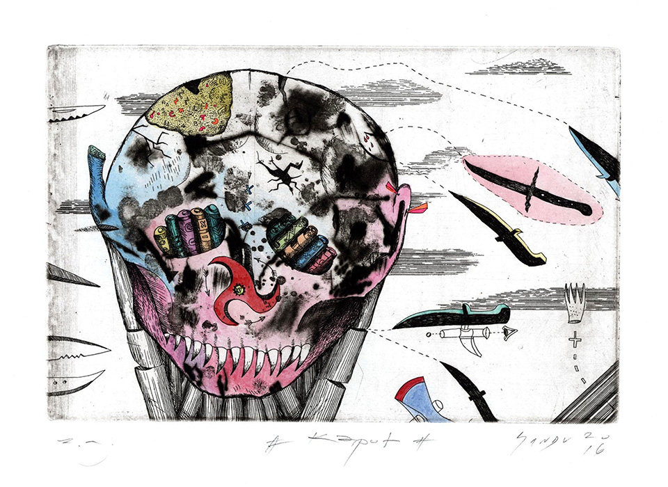 05. Kaput etching, dry point col. 30 x 20 cm 2016