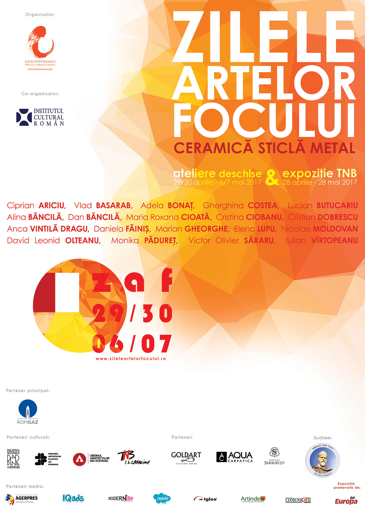 Zilele Artelor Focului. Ateliere Deschise de Ceramică. Sticlă. Metal