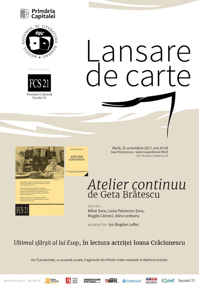 Lansare de carte și lectură: Atelier continuu de Geta Brătescu @ Muzeul Național al Literaturii Române (MNLR)
