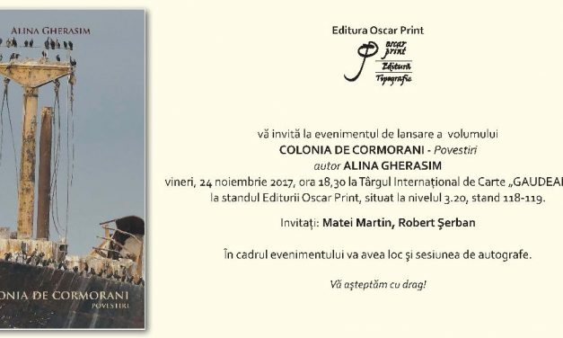 COLONIA DE CORMORANI – Povestiri – autor ALINA GHERASIM
