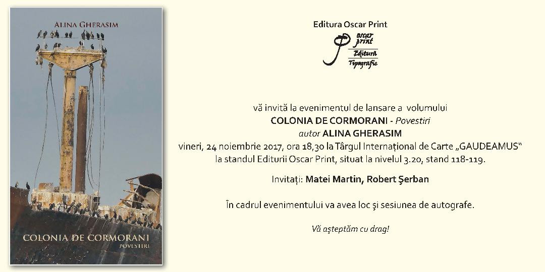 COLONIA DE CORMORANI – Povestiri – autor ALINA GHERASIM