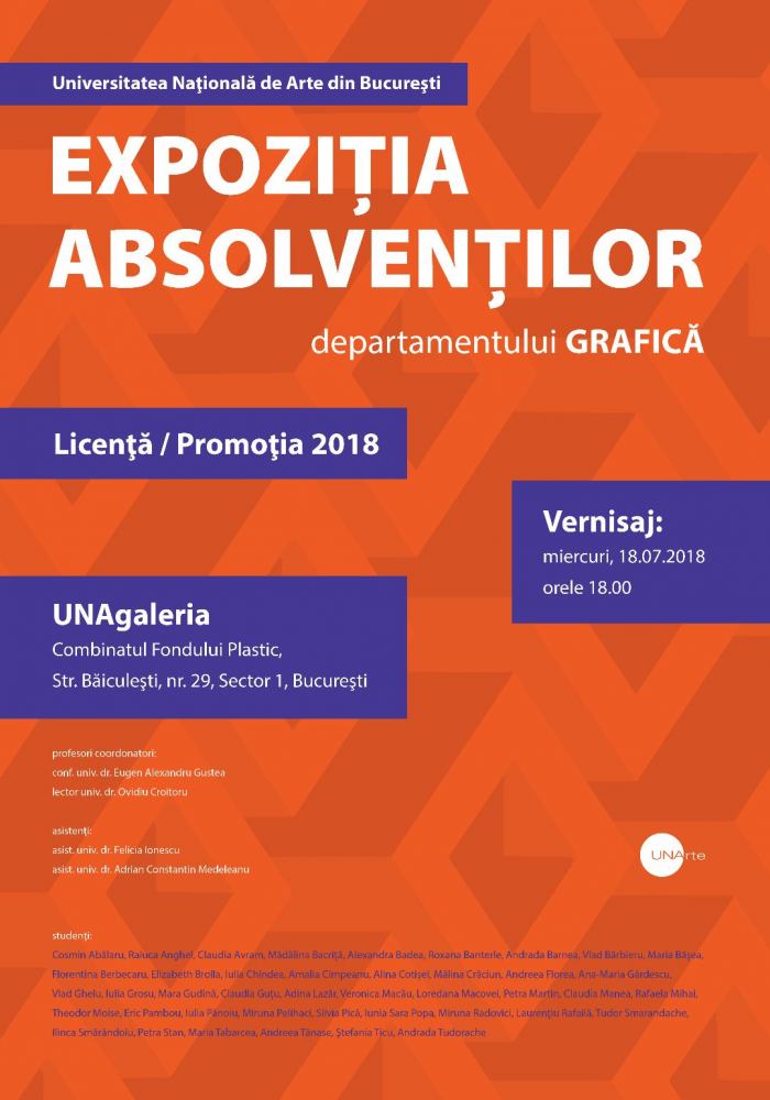 Expozitie Absolventi Grafica – Promoţia 2018 @ UNAgaleria, București