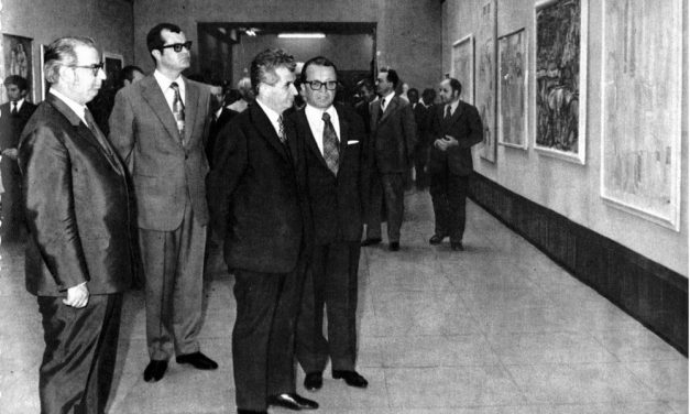 Brăduț Covaliu, Dumitru Popescu-Dumnezeu, Nicolae Ceaușescu și Ion Frunzetti în 1973