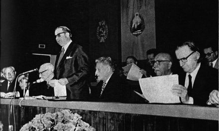 Ion Jalea, Brăduț Covaliu, Gheza Vida, Henri Catargi, Corneliu Baba la Conferința naționala a UAP, 1973