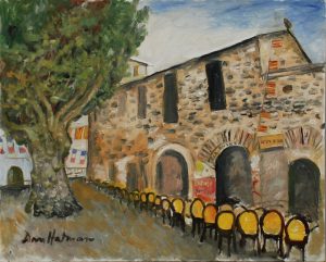 HATMANU Dan - Collioure place du 18 juin - 2008 - huile sur toile - 65 x 81 cm