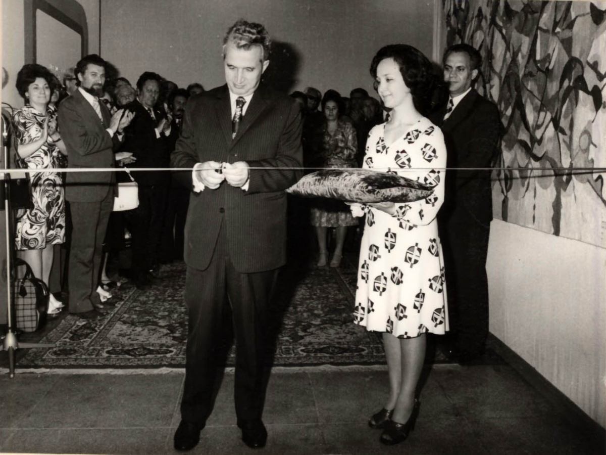 Nicolae Ceaușescu, Viorel Mărginean, Eugen Barbu, Marin Sorescu în 1977