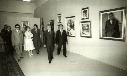 Alexandru Cebuc, Nicolae Ceușescu, Elena Ceaușescu la inaugurarea Muzeului de artă din București din 1978