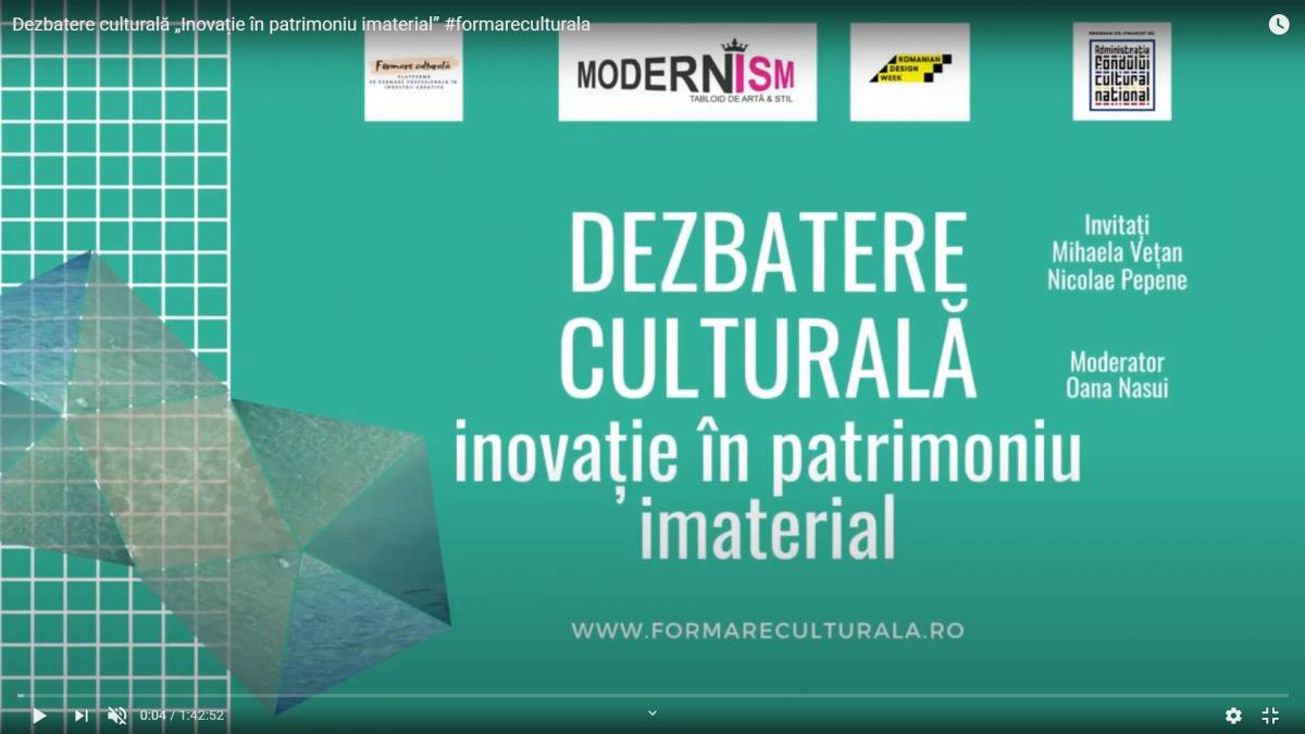 Dezbatere culturală „Inovație în patrimoniu imaterial” este organizată de platforma #formareculturala