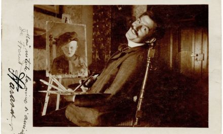 Pictorul Stavru Tarasov, carte poștală fotografică trimisă lui Ioan Cosmovici, semnată olograf