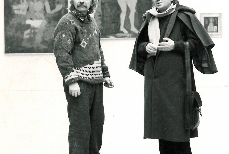 Dan Hăulică la vernisajul expoziţiei personale Ilie Boca, sala Dalles, Bucureşti, 1987