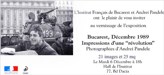 Expoziția de fotografie Andrei Pandele “Revolutzia” din decembrie 1989 @ Institutul Francez, București
