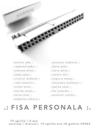 foto-instalația „FISA PERSONALă” expun studenți din anul I, II si III ai UNA București, sectia foto-video @ HT003 gallery