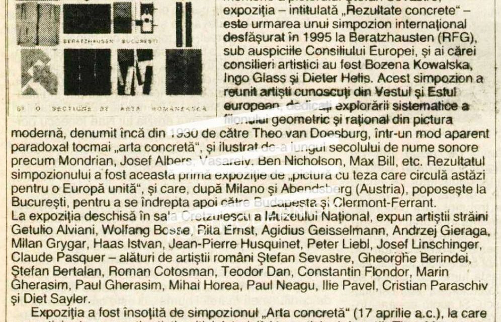 Expoziția internațională de pictură „Rezultate concrete” la Muzeul Național de Artă