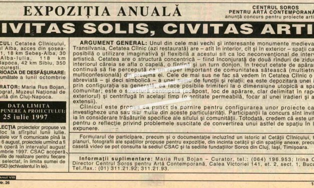 EXPOZIŢIA ANUALĂ Civitas Solis, Civitas Artis, Cetatea Cîlnicului, judeţul Alba 1997