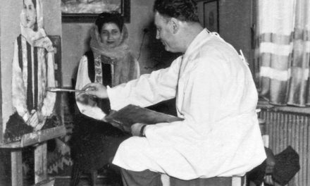 George Ștefănescu-Râmnic În atelier, strada Dinicu Golescu, 1957