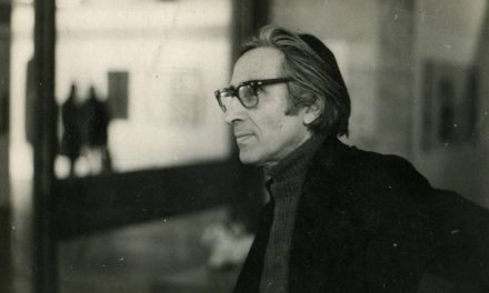 Ștefan Sevastre la  expozitia „Știința și arta”, Institutul de Arhitectură Ion Mincu, București 1985