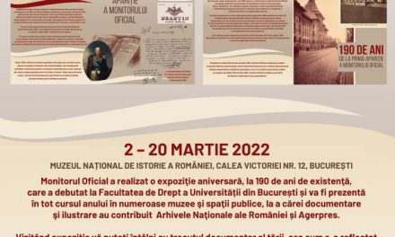 Deschiderea expoziției foto-documentare „190 de ani de la prima apariție a Monitorului Oficial”, la Muzeul Național de Istorie a României