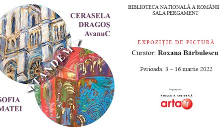 Expoziție de pictură „TANDEM” a artistelor Cerasela Dragoș Avanuc și Sofia Matei @ Sala Pergament a Bibliotecii Naționale a României