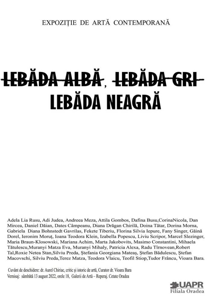Expoziție „LEBĂDA ALBĂ, LEBĂDA GRI, LEBĂDA NEAGRĂ”, la Galerii de Artă-Reperaj, Cetatea Oradea