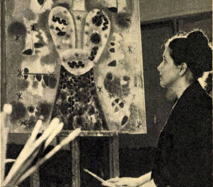 Elena Greculesi în atelier, 1966