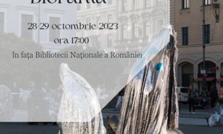 Diorama performance în fața Bibliotecii Naționale a României