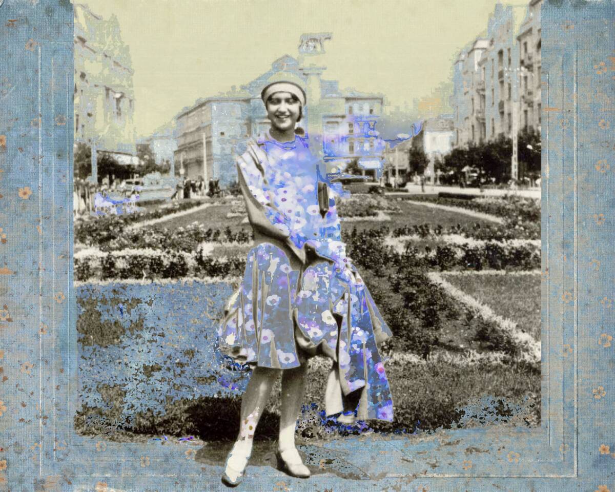 Renée Renard_ Diminescu - Zoe Coste, în centrul oraşului Timişoara, 1932