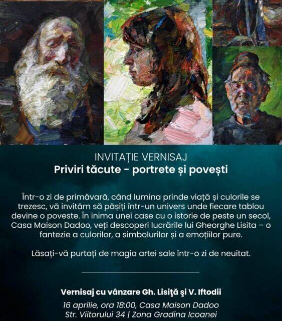 Expoziție Gheorghe Lișiță „Priviri tăcute – portrete și povești” @ Casa Maison Dadoo, București