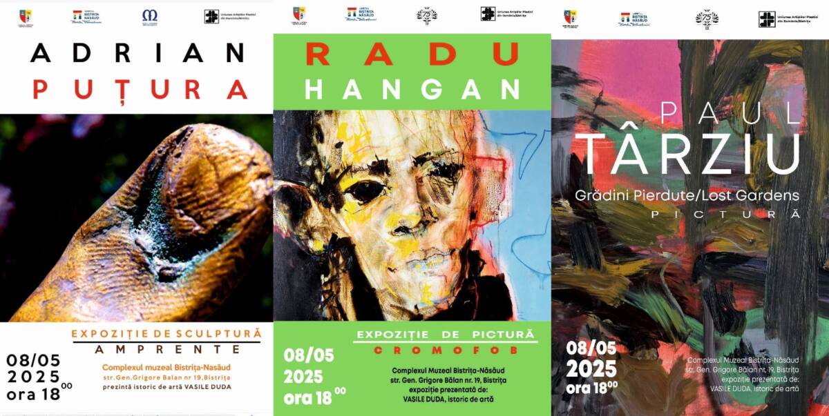 Expoziții Radu Hangan, Paul Târziu și Adrian Puțura la Complexul Muzeal Bistrița-Năsăud