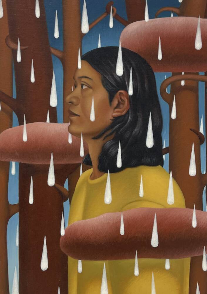 Tang Shuo, Into the Red Forest, ulei pe pânză de in, 69X59cm, 2025