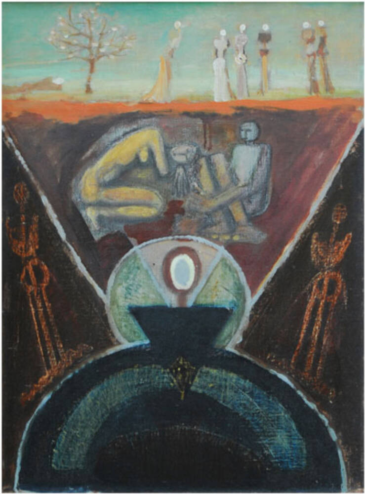 34.Semințe II, 1977, ulei pe pânză, 67x50 cm