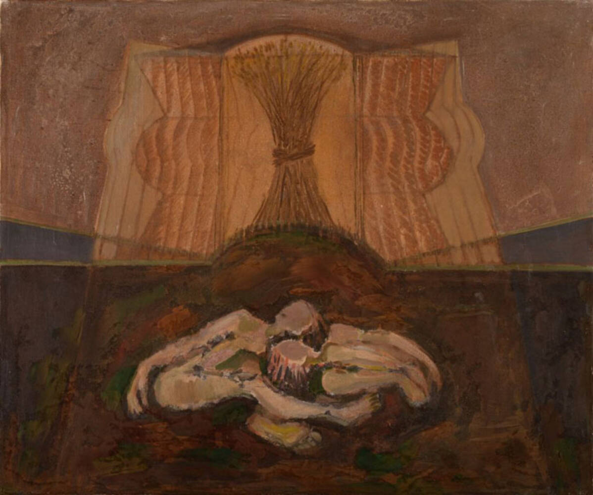 41. Semințe.Emblema pentru agricultura,1982, ulei pe pânză, 70x85 cm